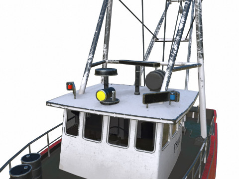 Fishing Trawler Low-poly PBR Modèle 3D