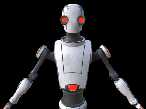 Robot Low-poly PBR 3D-Modell