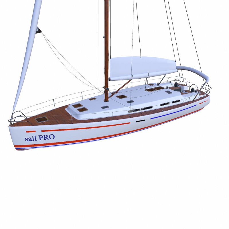 Sailing Yacht PBR 3D Модель .c4d .max .obj .3ds .fbx .stl .blend