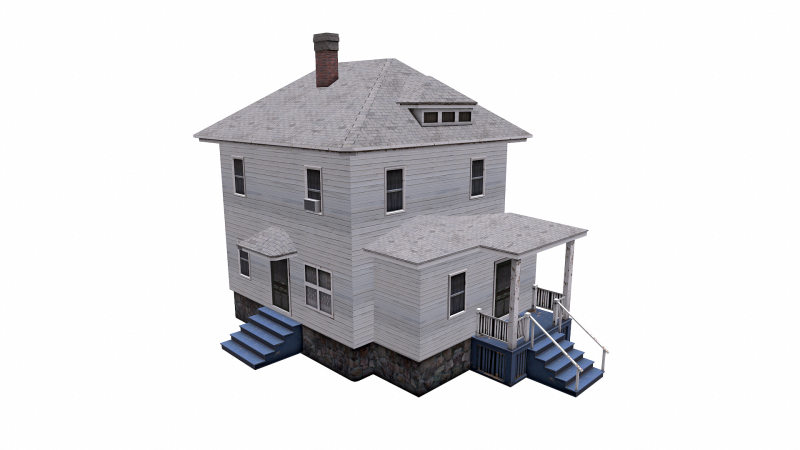 Farm House Low-poly 3D Model .c4d .max .obj .3ds .fbx .stl .blend 
