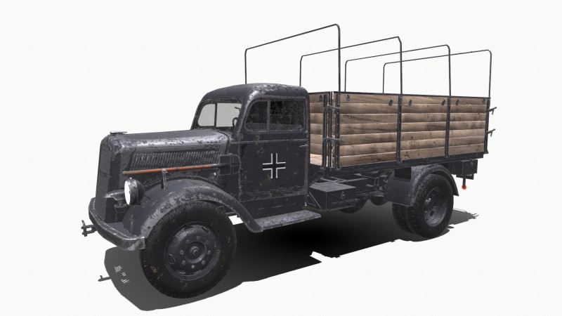 Opel Blitz WW2 German Military Truck 3D 模型 .c4d .max .obj .3ds .fbx .stl .blend