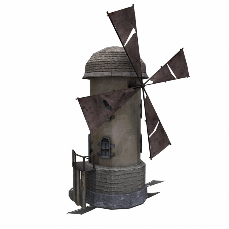 Windmill Low-poly 3D 模型 .c4d .max .obj .3ds .fbx .stl .blend 