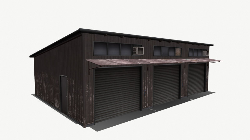 Warehouse low-poly 3D-Modell .c4d .max .obj .3ds .fbx .stl .blend 