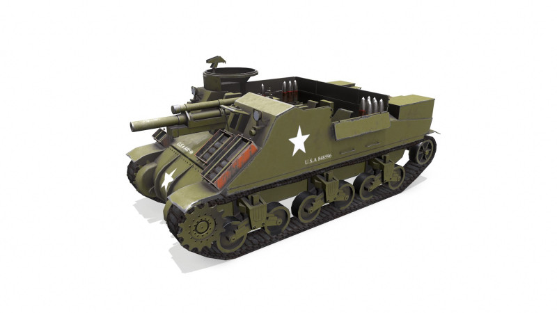 M7 Priest Howitzer Motor Carriage Low-poly 3D 모델 .c4d .max .obj .3ds .fbx .stl .blend