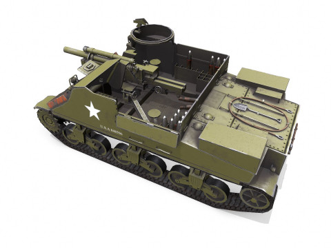 M7 Priest Howitzer Motor Carriage Low-poly 3D 모델