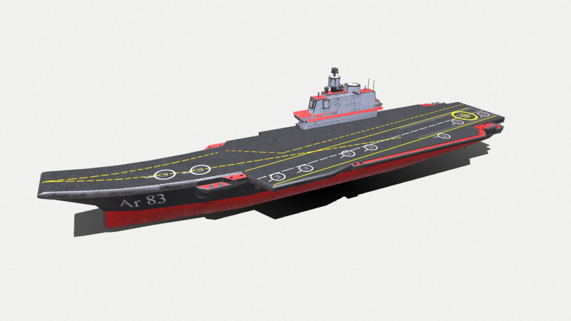 Aircraft Carrier Low-poly PBR 3D Модель .c4d .max .obj .3ds .fbx .stl .blend