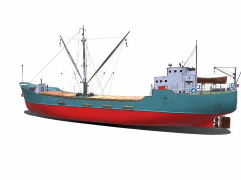 Coastal Supply Vessel Low-poly PBR 3D-Modell