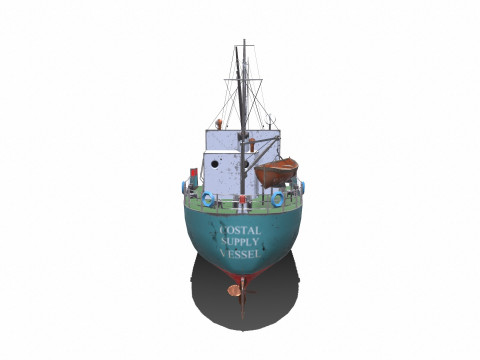 Coastal Supply Vessel Low-poly PBR 3D-Modell