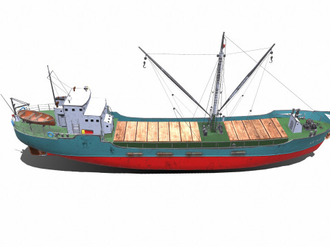 Coastal Supply Vessel Low-poly PBR 3D-Modell