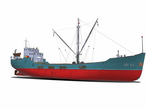 Coastal Supply Vessel Low-poly PBR 3D-Modell