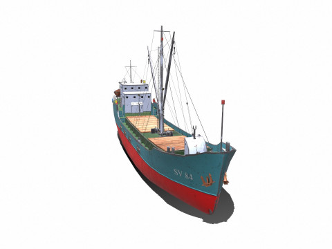 Coastal Supply Vessel Low-poly PBR 3D-Modell