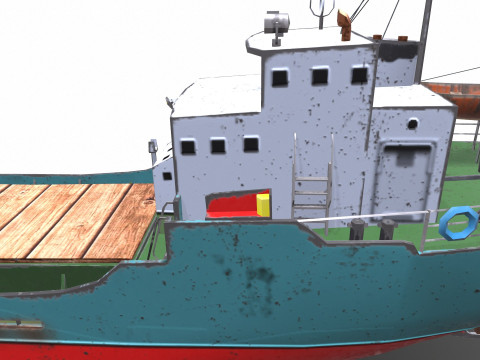 Coastal Supply Vessel Low-poly PBR 3D-Modell