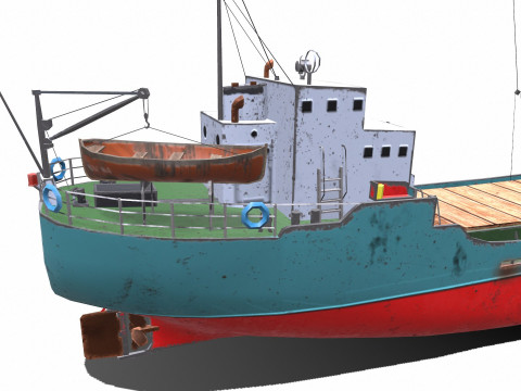 Coastal Supply Vessel Low-poly PBR 3D-Modell