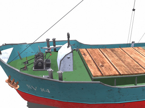 Coastal Supply Vessel Low-poly PBR 3D-Modell