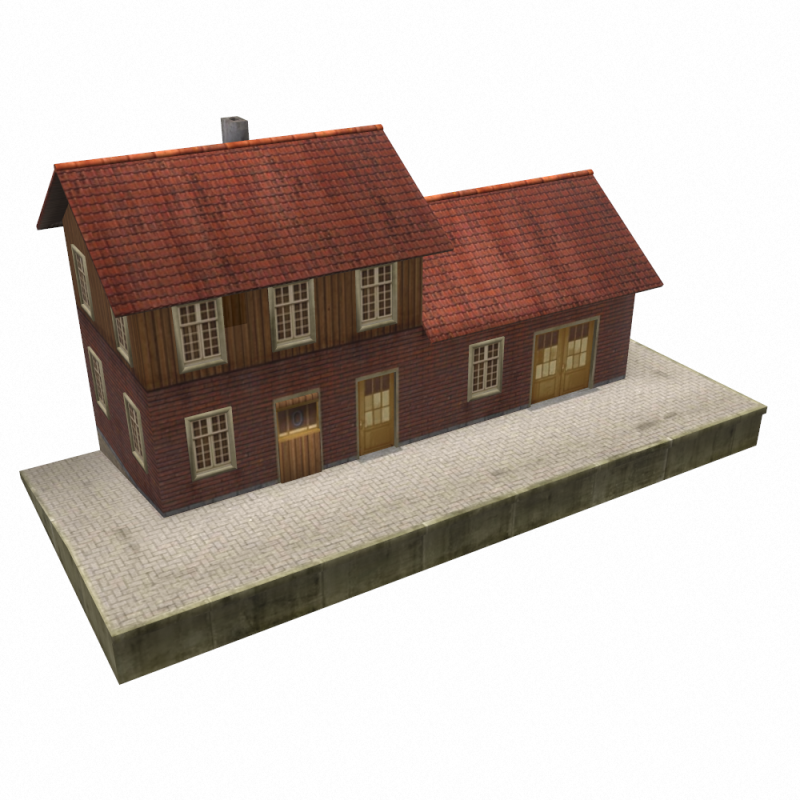 Old House Low-poly Model 3D .c4d .max .obj .3ds .fbx .stl .blend 