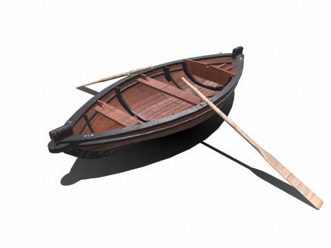 Old Wooden Rowing Boat Low-poly PBR 3D 模型