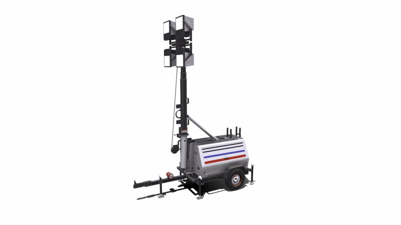 Trailer Light Tower Generator Modelo 3D .c4d .max .obj .3ds .fbx .stl .blend