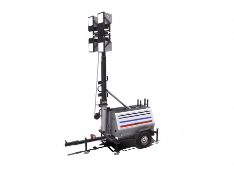 Trailer Light Tower Generator 3D Модель