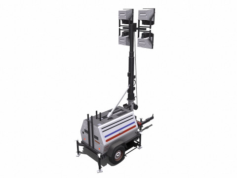 Trailer Light Tower Generator Modelo 3D