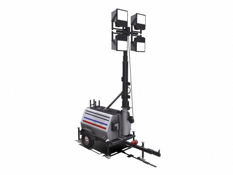 Trailer Light Tower Generator Modelo 3D