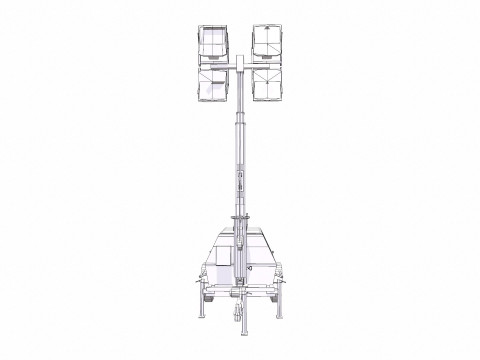 Trailer Light Tower Generator Modelo 3D