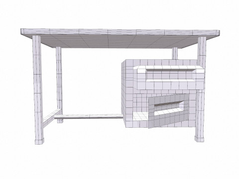 Old Table Low-poly 3D-Modell
