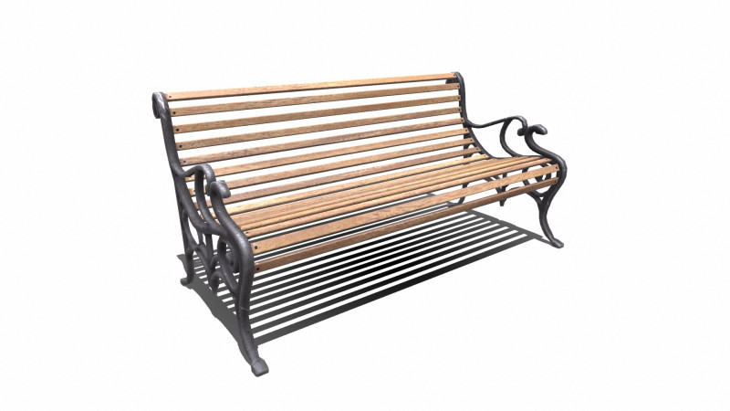 Old Park Bench Low-Poly PBR Modelo 3D .c4d .max .obj .3ds .fbx .stl .blend