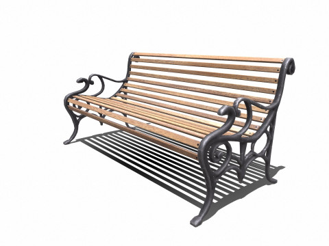 Old Park Bench Low-Poly PBR Modelo 3D