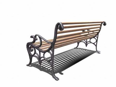 Old Park Bench Low-Poly PBR Modelo 3D