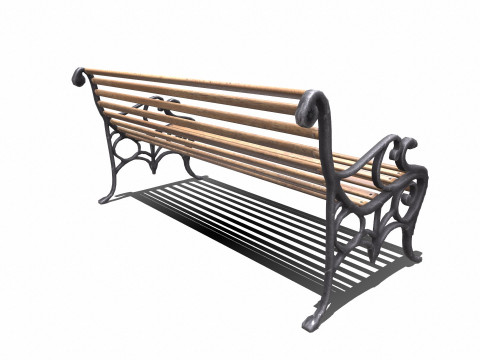 Old Park Bench Low-Poly PBR Modelo 3D
