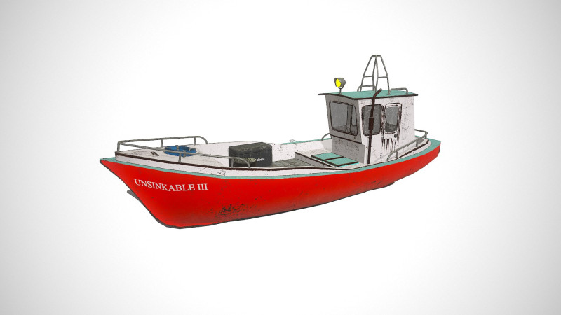 Old Boat Low-poly PBR Model 3D .c4d .max .obj .3ds .fbx .stl .blend