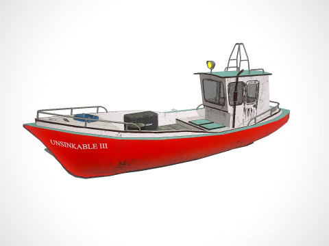 Old Boat Low-poly PBR Modèle 3D