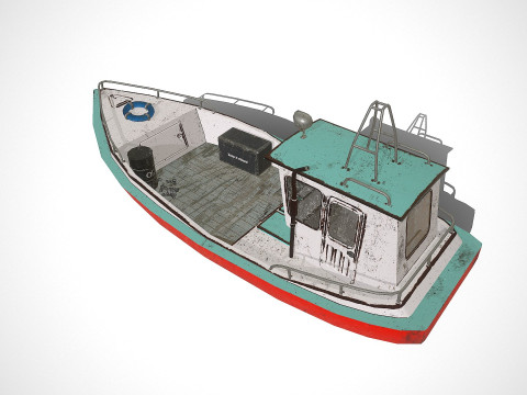 Old Boat Low-poly PBR Model 3D