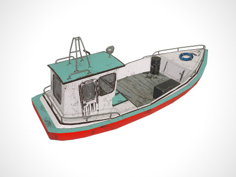 Old Boat Low-poly PBR Model 3D