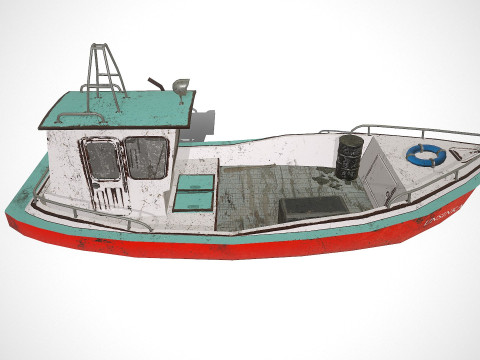 Old Boat Low-poly PBR Model 3D