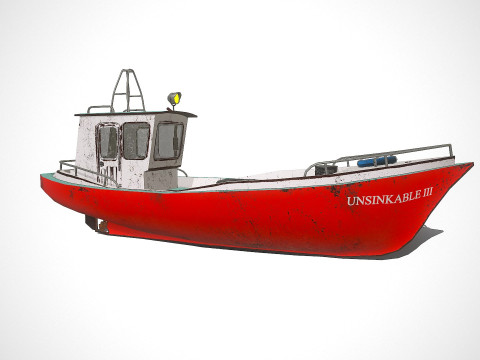 Old Boat Low-poly PBR Model 3D