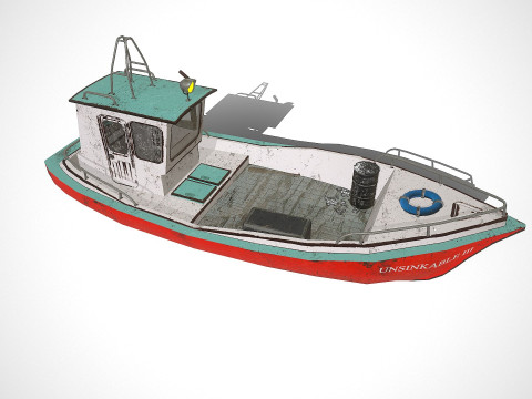 Old Boat Low-poly PBR Model 3D