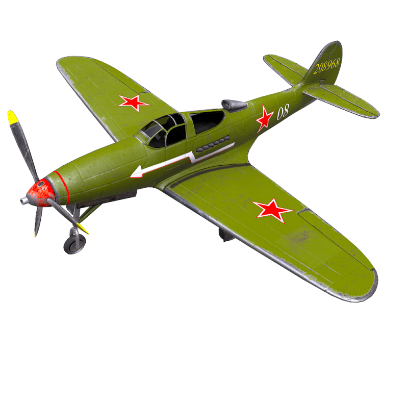 Bell P-39C Airacobra Soviet Fighter Plane 3D-Modell .c4d .max .obj .3ds .fbx .stl .blend