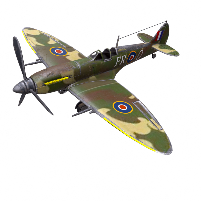 Royal Air Force Fighter Super-marine Spitfire MK1A Modelo 3D .c4d .max .obj .3ds .fbx .stl .blend