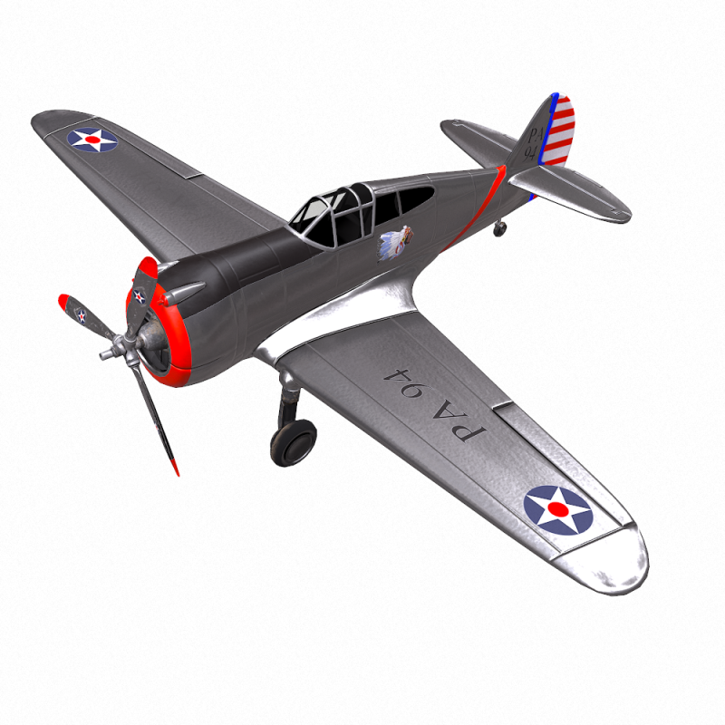 Curtiss P-36 Hawk 3D Модель .c4d .max .obj .3ds .fbx .stl .blend
