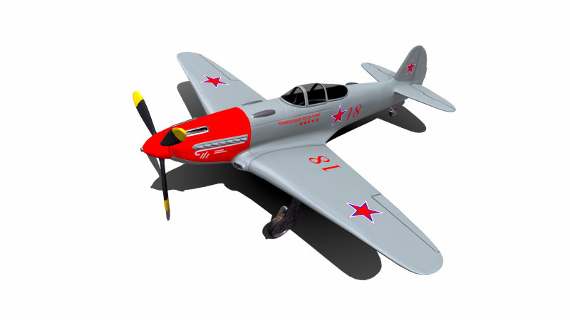 Yakovlev Yak-3 Soviet Fighter Plane 3D Модель .c4d .max .obj .3ds .fbx .stl .blend
