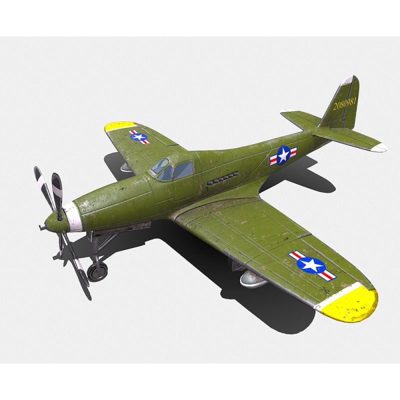 Bell P-63 Kingcobra American Fighter Aircraft Modèle 3D .c4d .max .obj .3ds .fbx .stl .blend