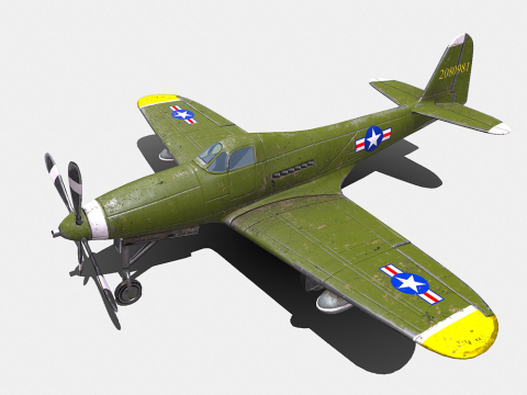 Bell P-63 Kingcobra American Fighter Aircraft Model 3D