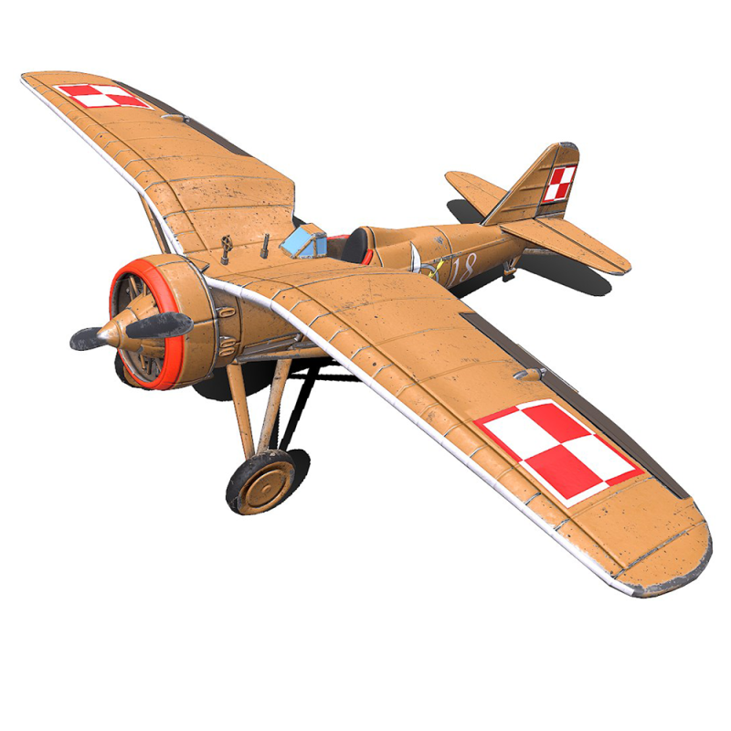 PZL P7 Polish Fighter Aircraft Modelo 3D .c4d .max .obj .3ds .fbx .stl .blend