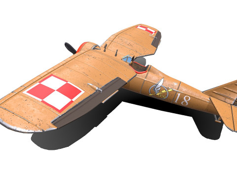 PZL P7 Polish Fighter Aircraft Modelo 3D