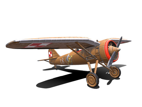 PZL P7 Polish Fighter Aircraft Modelo 3D