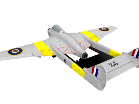 De Havilland Vampire British Fighter Jet 3D Model