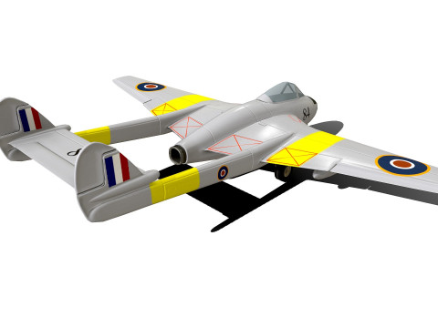 De Havilland Vampire British Fighter Jet 3D Model