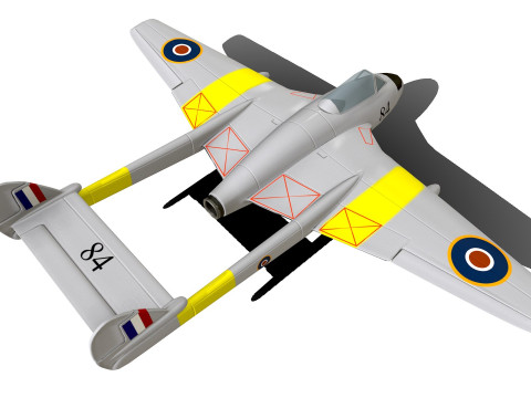 De Havilland Vampire British Fighter Jet 3D Model