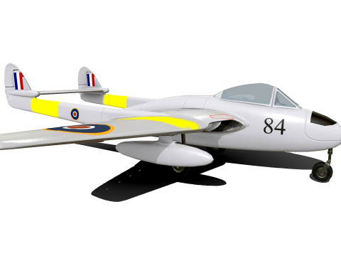 De Havilland Vampire British Fighter Jet 3D Model